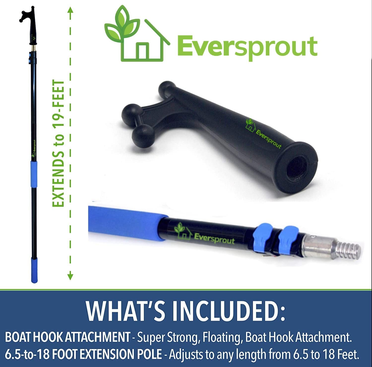 EVERSPROUT Boat Hook Attachment for Extension Pole | Floats & Solo (No Pole)