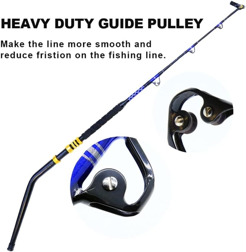 Deep Sea Fishing Rod, Heavy Duty Bent Butt Trolling Rod with Roller Guides,Co…