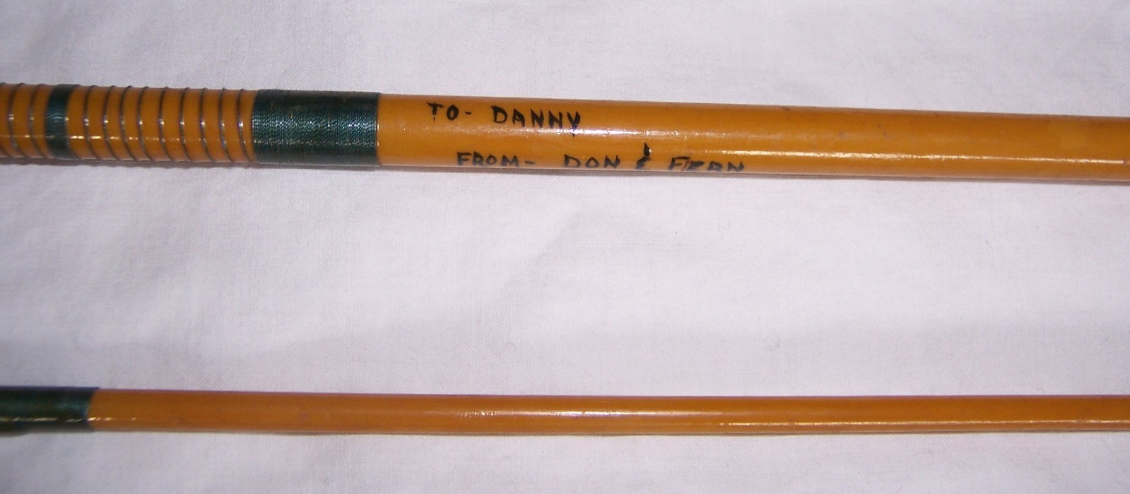 VINTAGE FENWICK FL102-7 GLASS 2 PC FLY ROD 8.5 Ft Stamped To Danny From Don Fern
