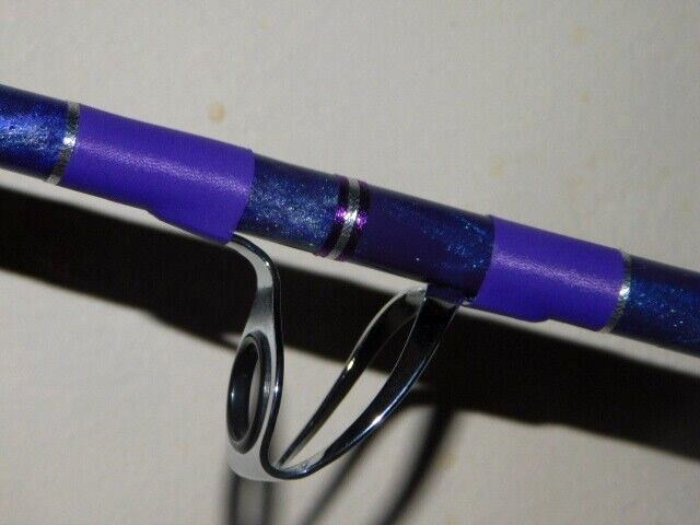 CUSTOM CONVENTIONAL BOAT ROD 7′ PURPLE PEARL MARBLE 25-50 LB TURBOS NEW