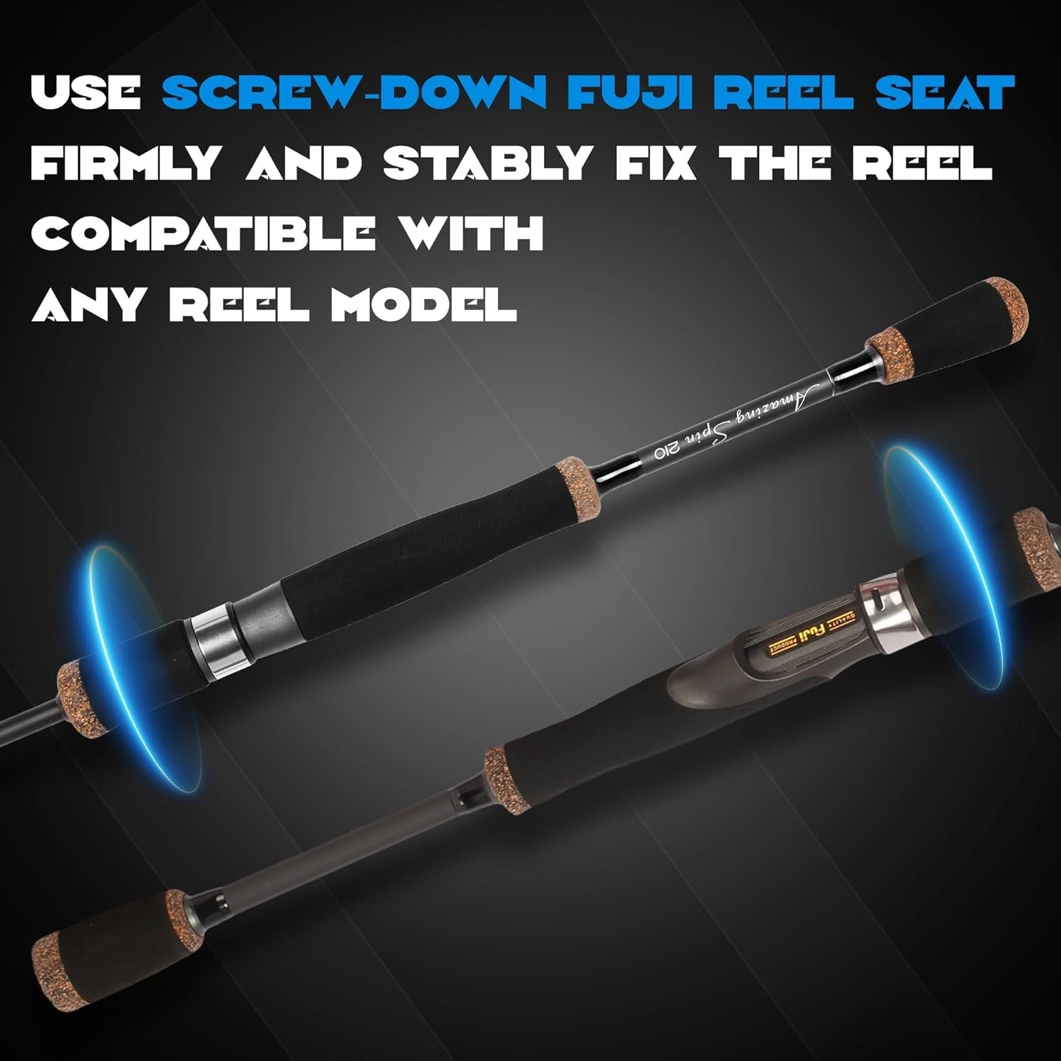 Eurasian Sports 30T Carbon Travel Spinning Rod – 4 Piece 6ft/7ft Portable Fis..,