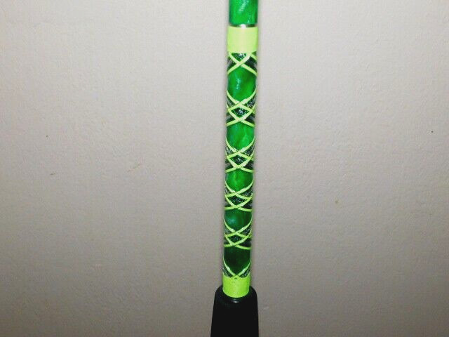 CUSTOM SPINNING ROD GREEN LIME SPARKLE MARBLE 20-40 LB 7′ NEW