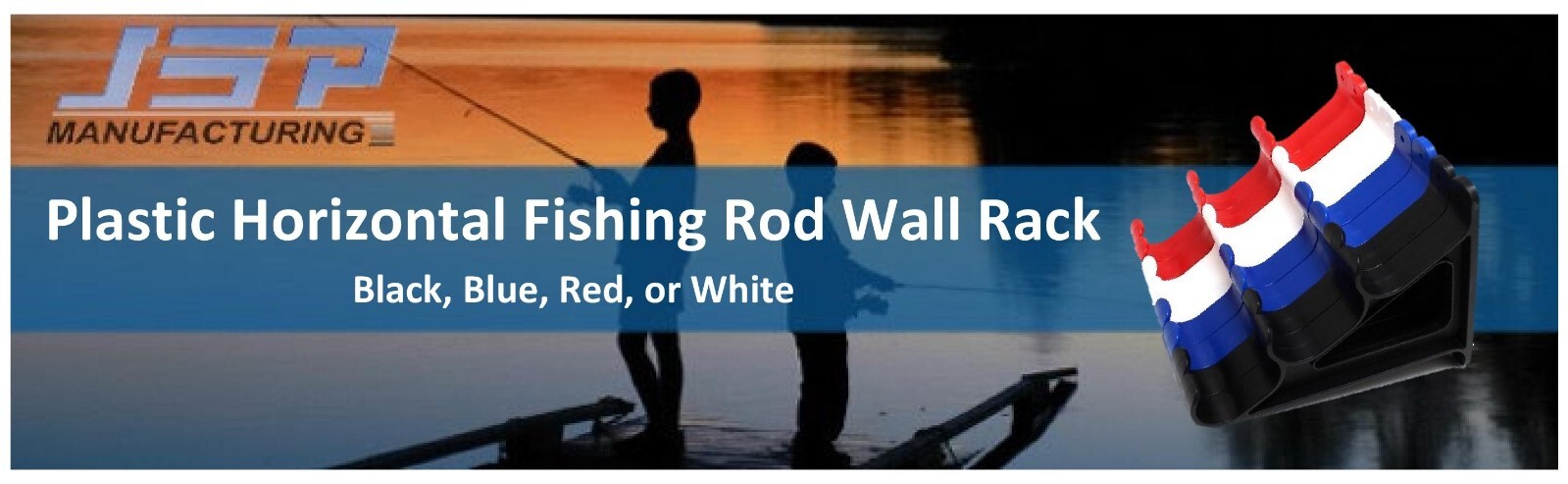 Plastic Horizontal Fishing Rod Wall Rack Holds 3 Rods Fishing, Hiking, Ski Poles