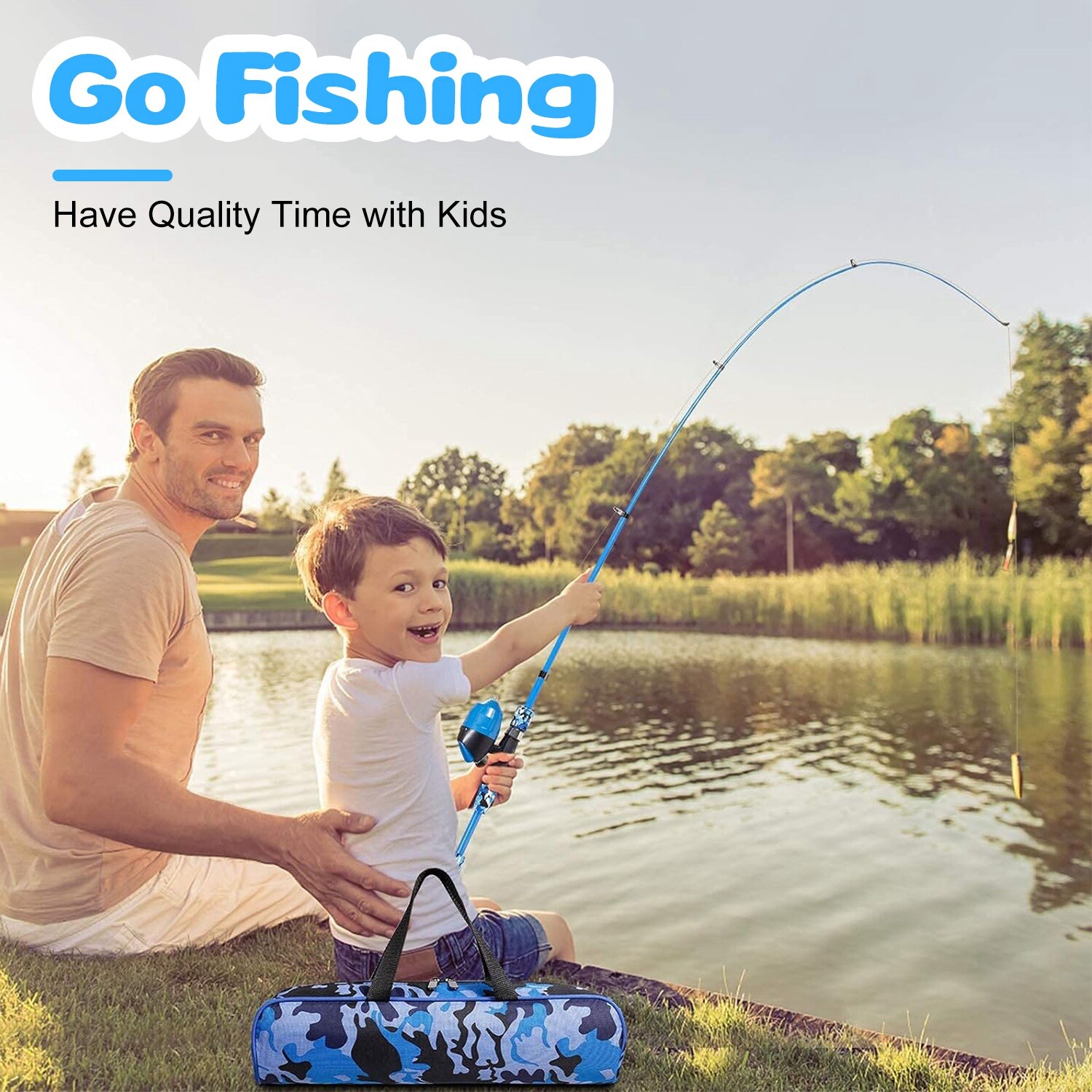 Toddler Kids Boys Girls Telescopic Fishing Rod and Reel Combo Kit w/ Tackle Box