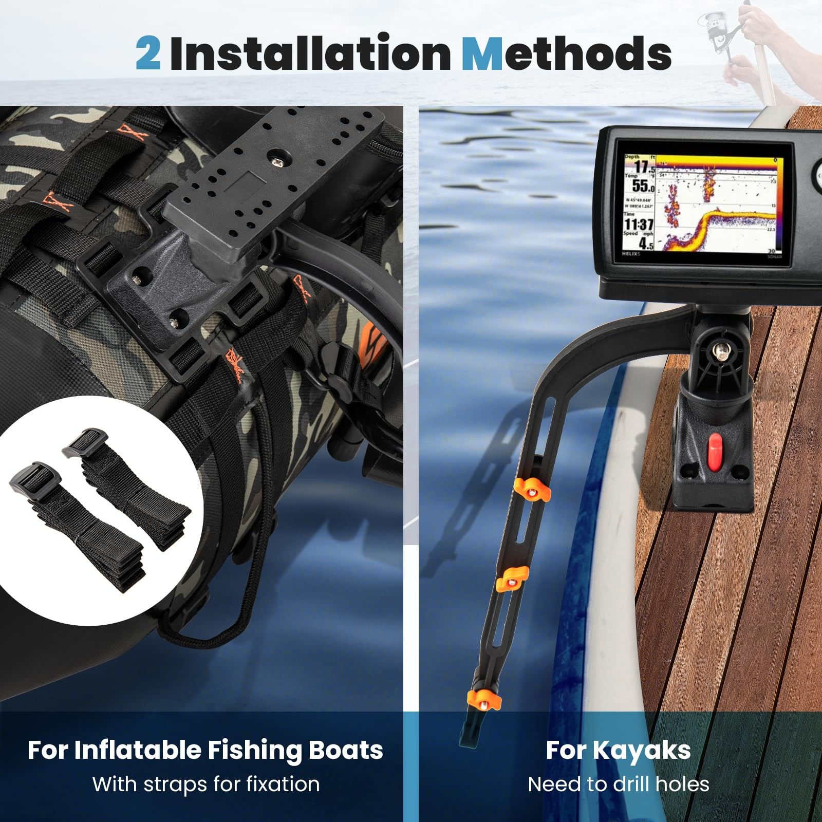 Goplus Fishing Float Tube Accessories 360 Rotatable Fish Finder Holder W/ Mount