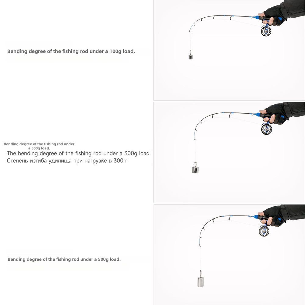 Short Carbon Ice Fishing Rod 57cm Soft Tuning 3 Tip Sections For Small Fish