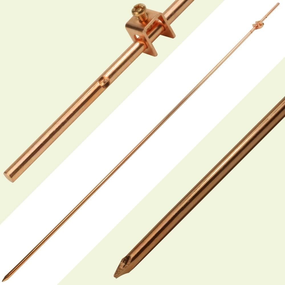 4ft Copper Ground Rod | Quick Installation Wire Clamp – Outdoor Use