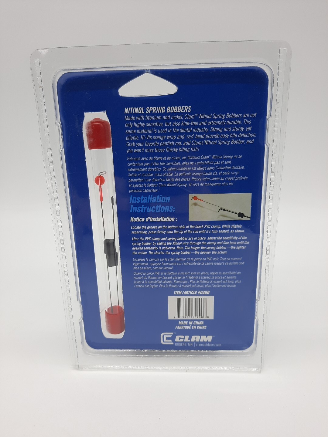 2 Pack New Clam Nitinol Spring Bobbers ML Rod 0400