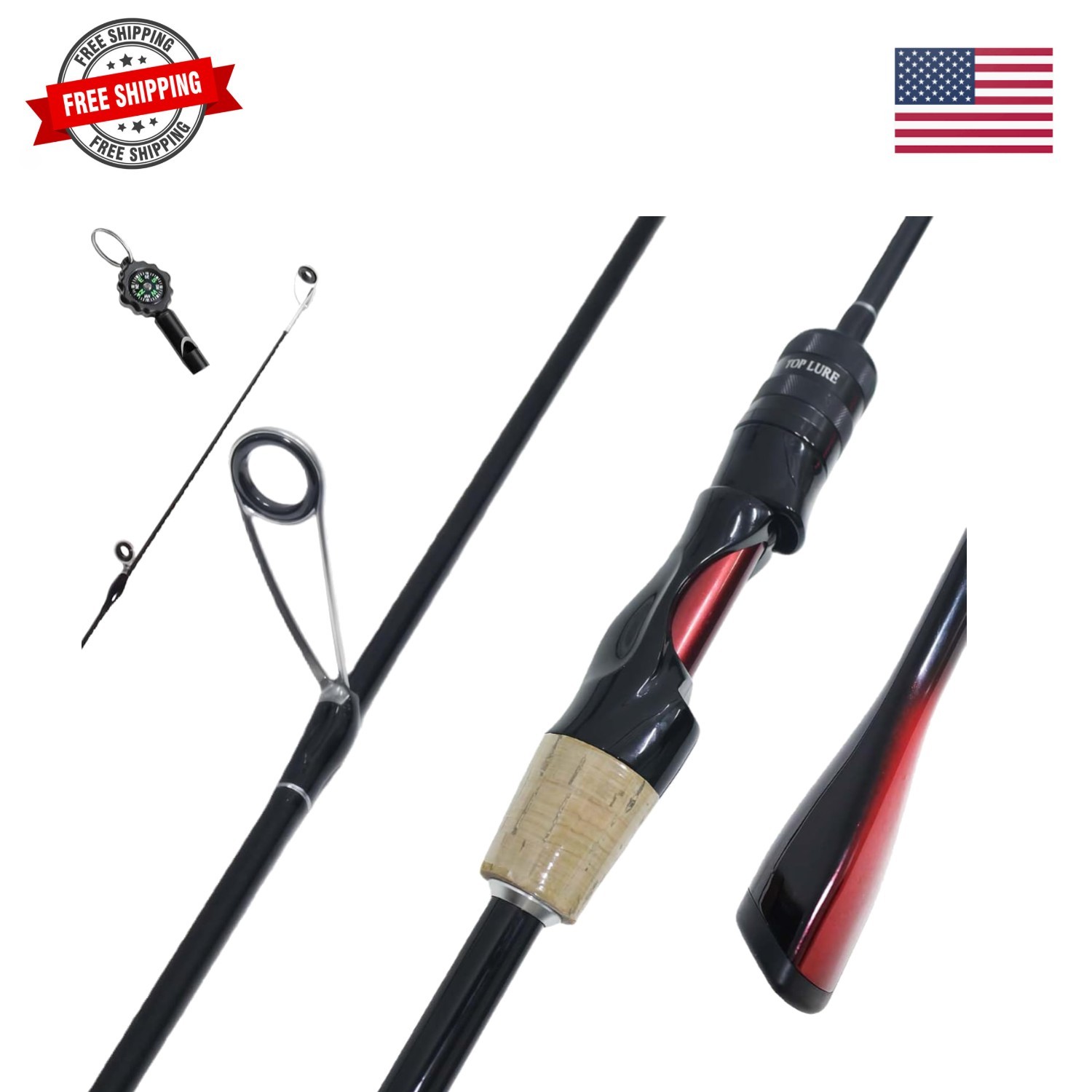 Ultralight Fishing Rod 6’0” , 2-Piece Spinning & Casting Rod, Carbon Graphite…