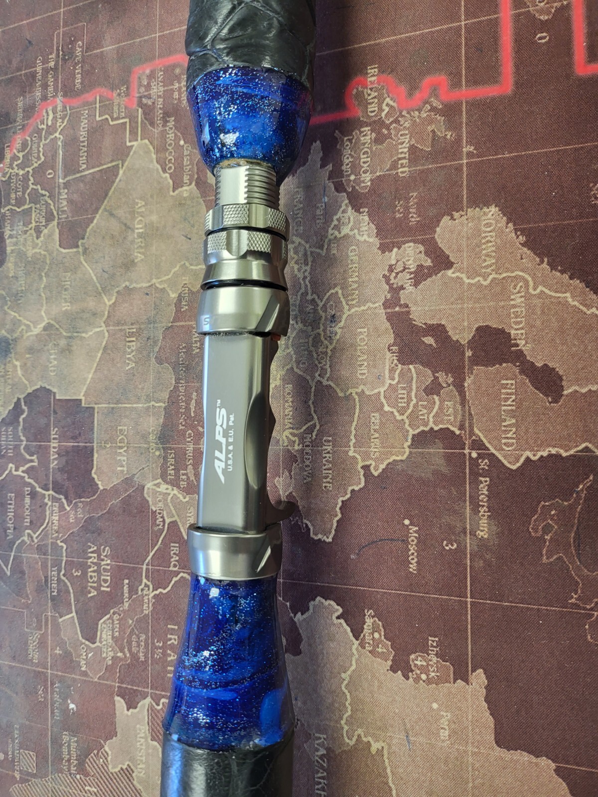 Custom Fishing Rod with Real Alligator Skin Grips and Awesome Paint Job