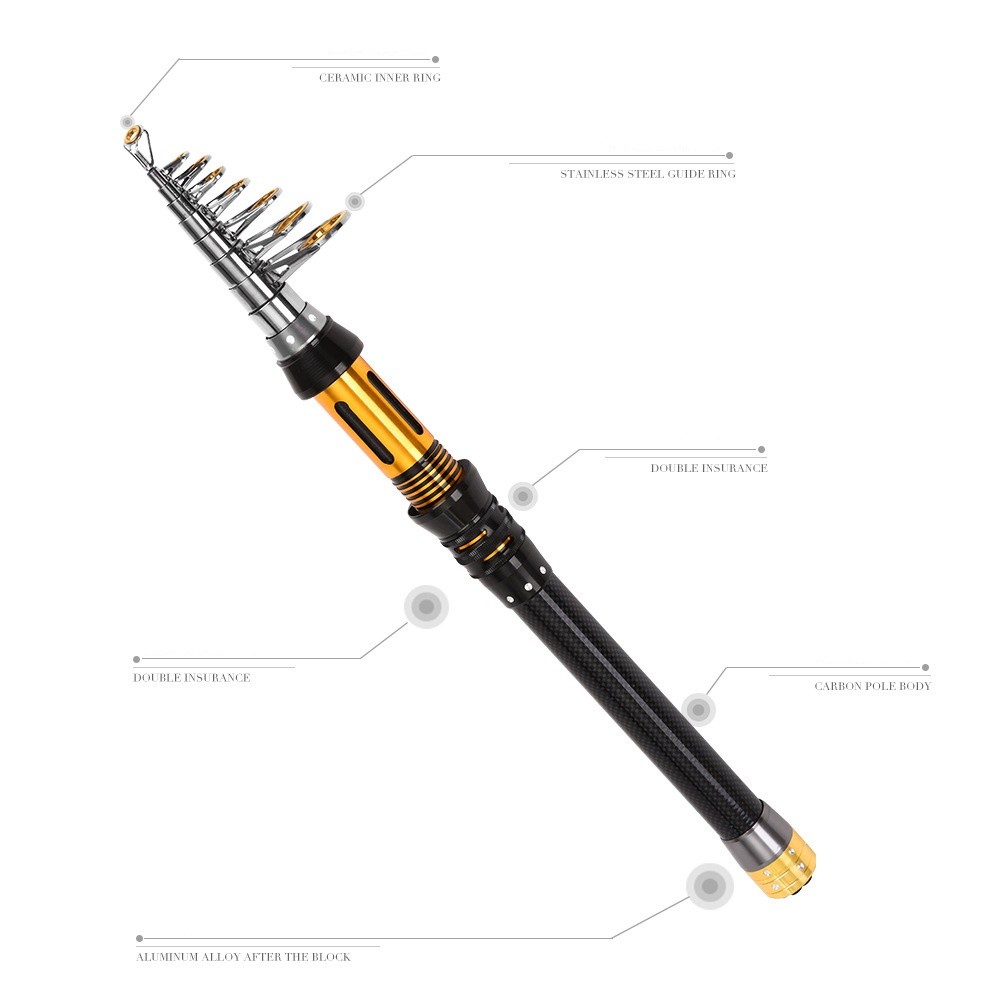 Spinning Fishing Rod Carbon Fiber Long cast Telescopic Pole 1.5M-3.0M Saltwater