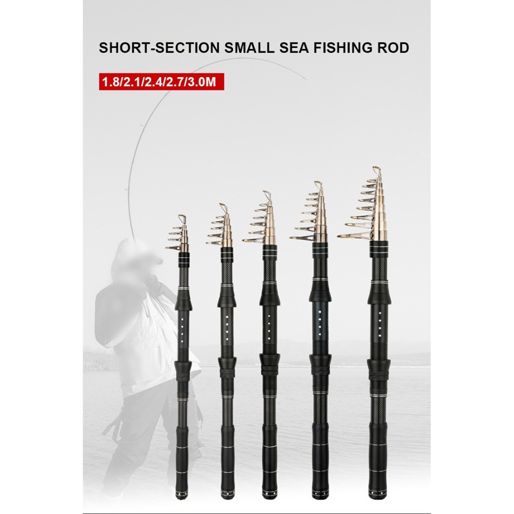 Portable Fishing Rod Travel Fishing Smooth Threading Guides Casting Compatible
