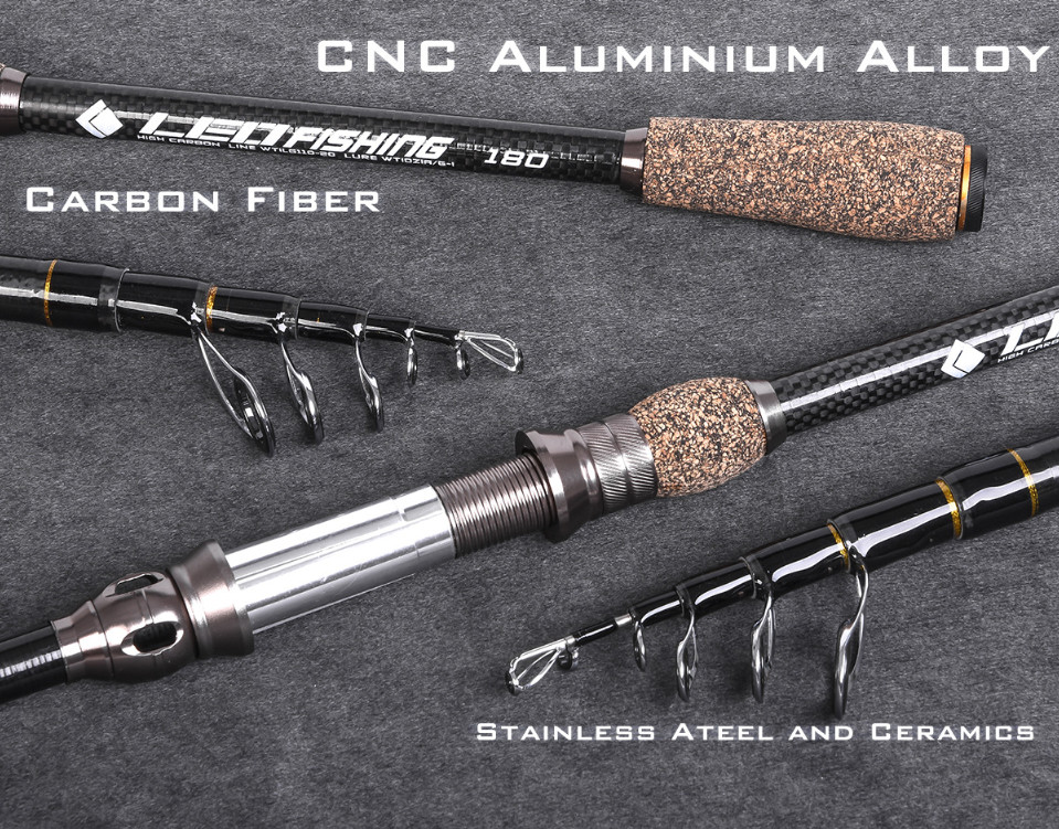 Carbon Telescopic Rock Fishing Rod 1.8m 2.1m 2.4m 2.7m Carbon Fiber Spinning Rod