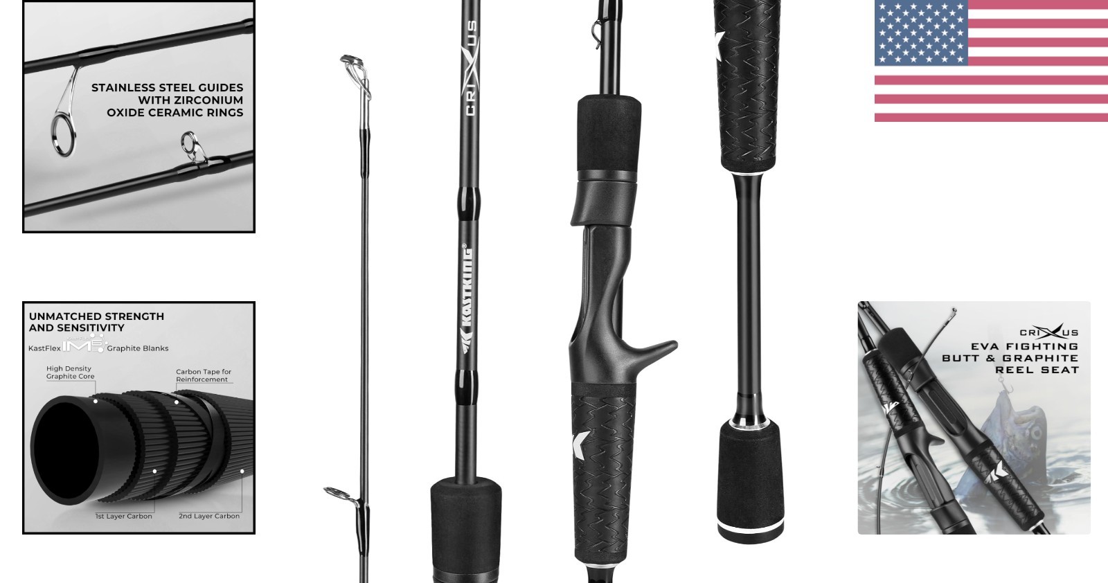 Crixus Fishing Rods,IM6 Graphite Spinning Rod & Casting Rod W/Zirconium Oxide…