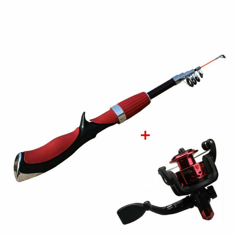 Strong Carbon Fiber Telescopic Fishing Rod Reel Sea Travel Spinning Pole 5.2:1