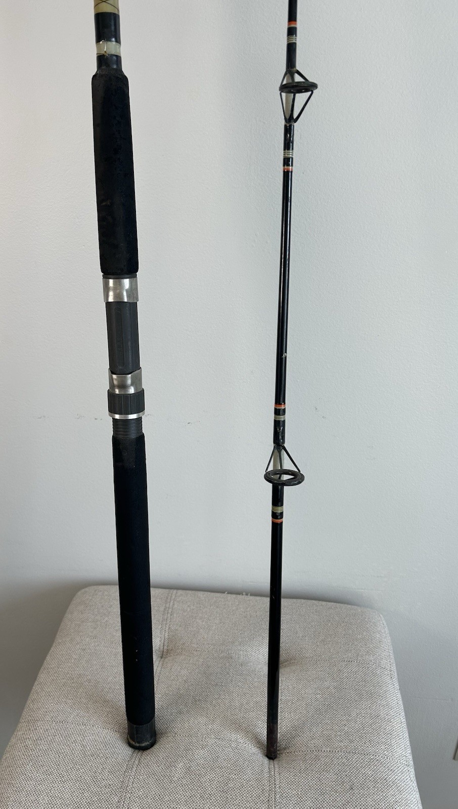 Olympic TT80 Fishing Rod Pole 2-pc 8′ Made In Korea Black & Yellow Vintage
