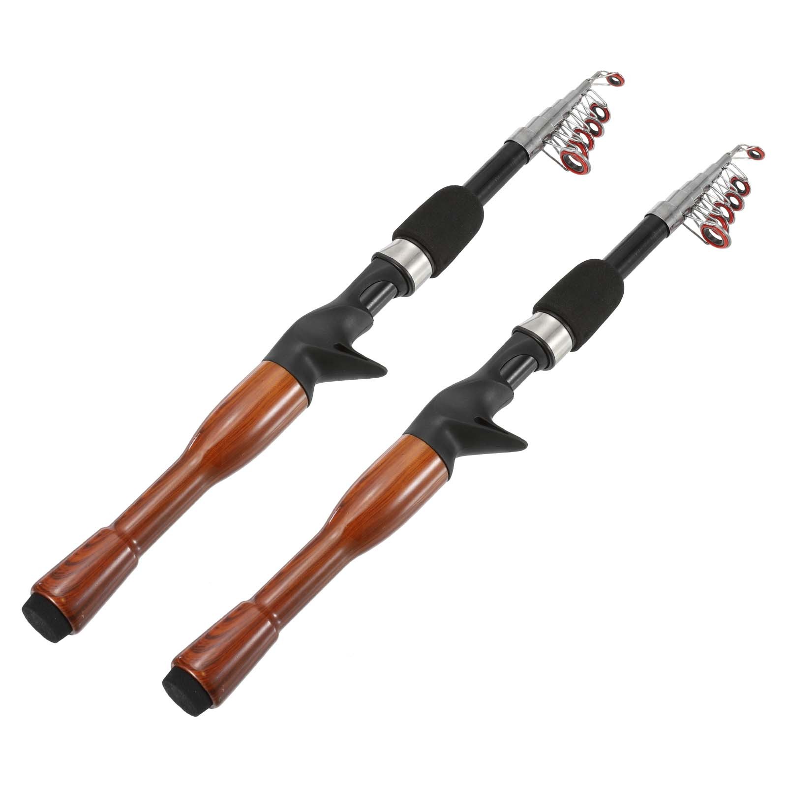 2pcs Telescopic Fishing Rod 64 Inch, Lightweight Collapsible, Black / Yellow