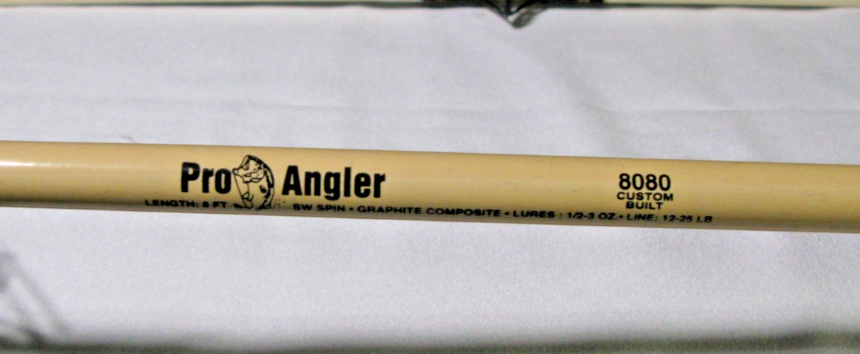 Pro Angler 8’0″ Custom Built Spinning Rod 8080, 2 Pc, Med Hvy Pwr, 12-25lb-VGUC*