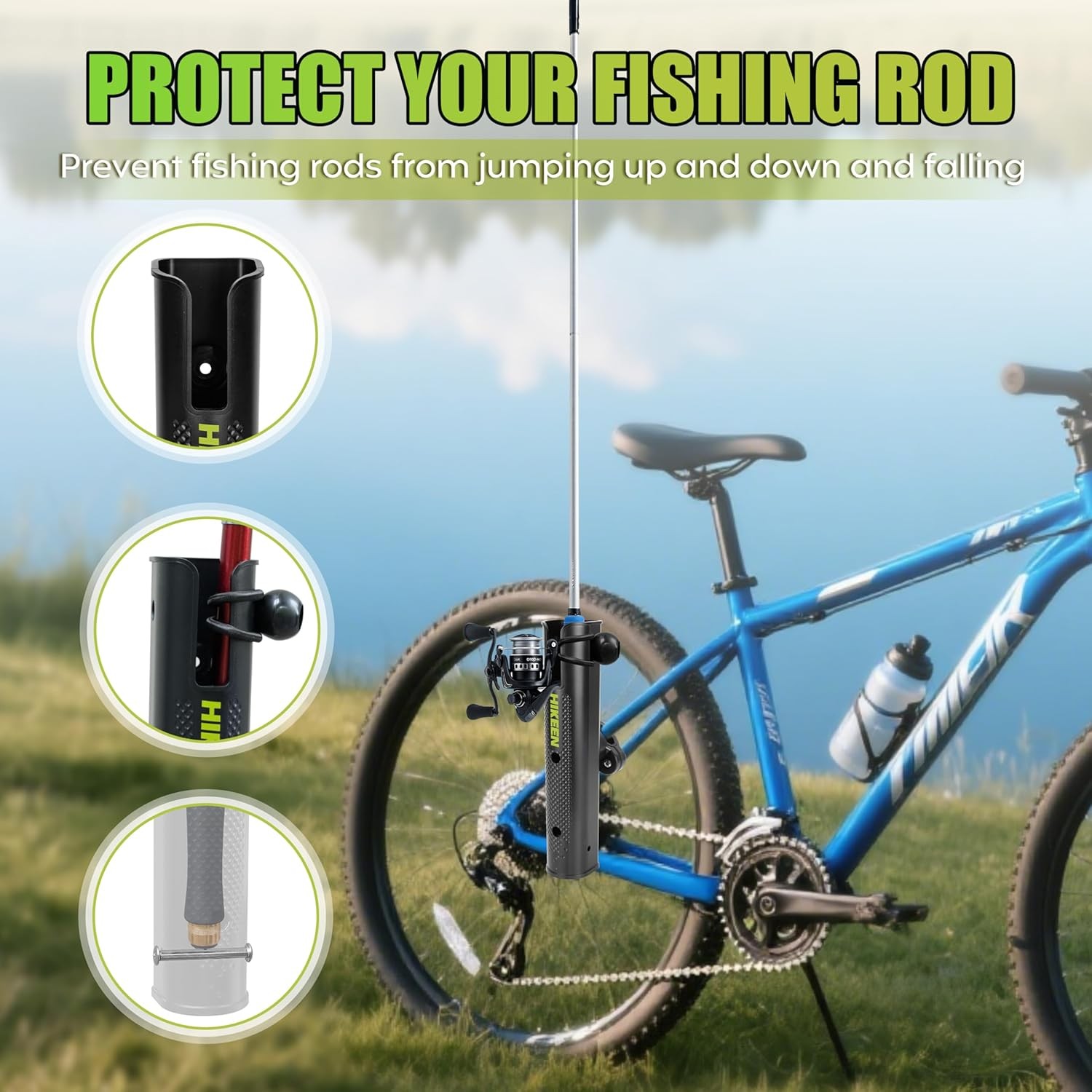 Fishing Rod Holder for Bike,Secures Fishing Pole to Bicycle,Rod Rack for Bicycle