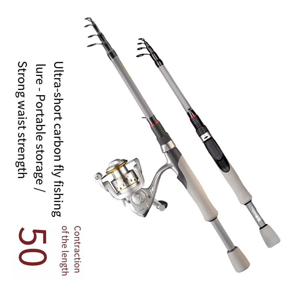 Telescopic Carbon Fiber Fishing Rod 160cm Saltwater Casting Rod with Grip