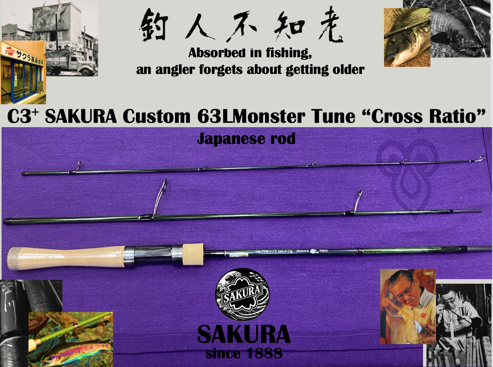 Japanese Spinning Rod Casting Light Trout 6’3” PE 0.3-1.0 3pc Carbon JDM SAKURA