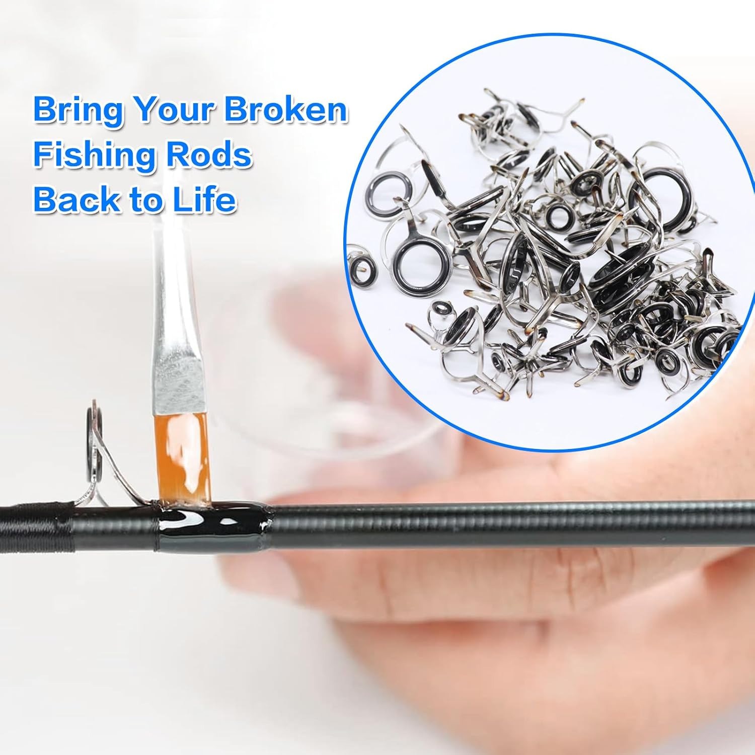 60PCS Fishing Rod Guide Tip Repair Kit – Stainless Steel & Ceramic Ring Set