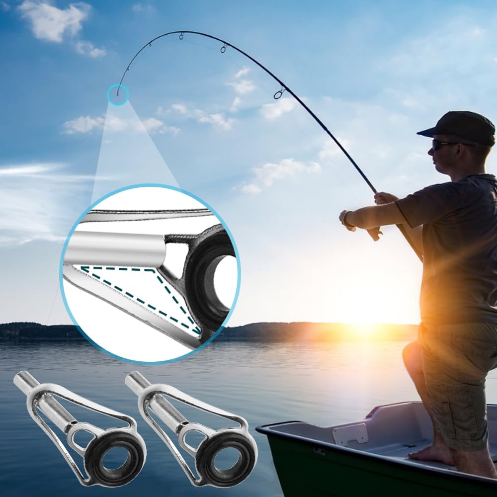 80 Pcs Rod Tip Repair Kit Fishing Rod Tips Replacement Guide Rings Pole Eyelets