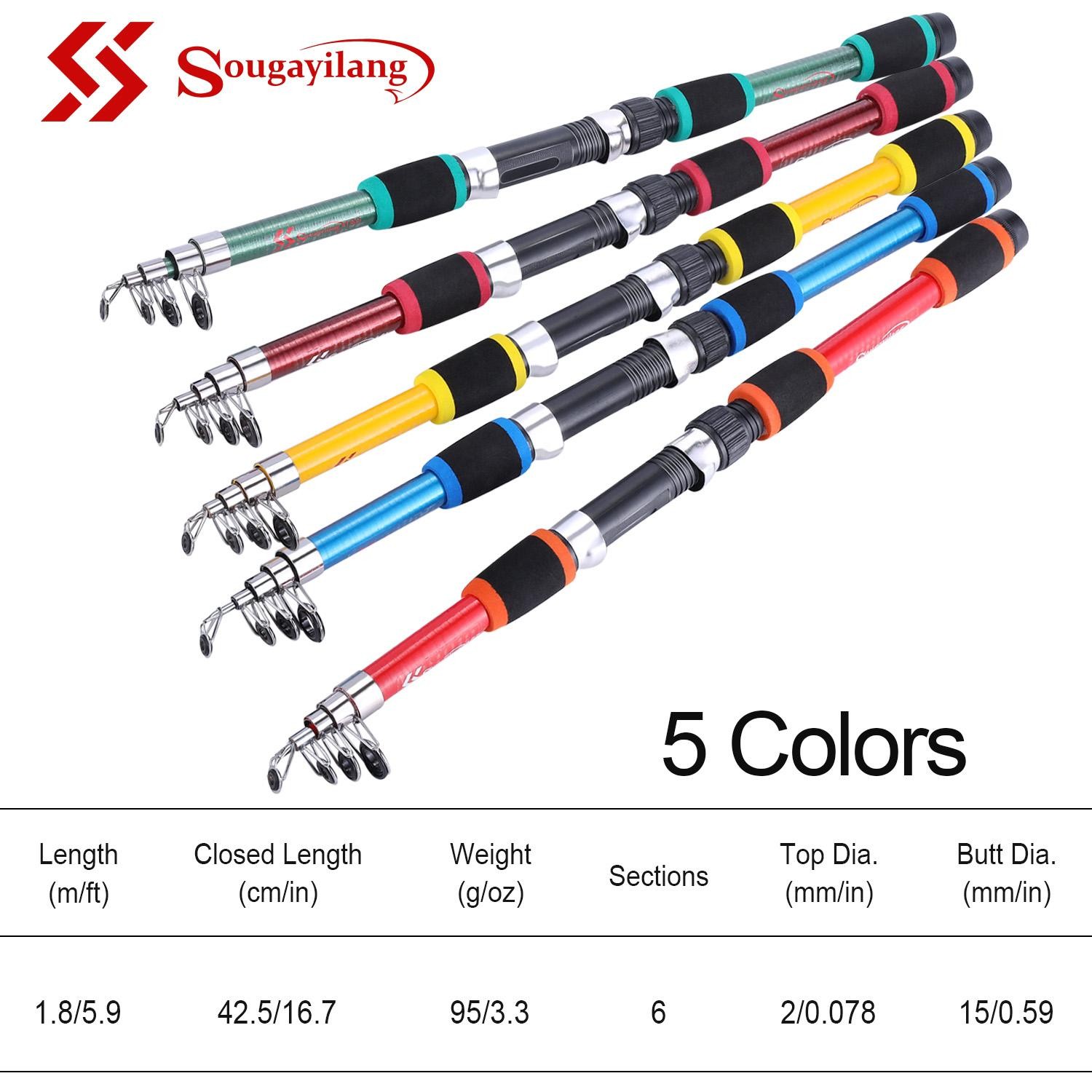 Sougayilang 1.8m Spinning Fishing Rod M Power Children Fishing Rod Telescopic Ro