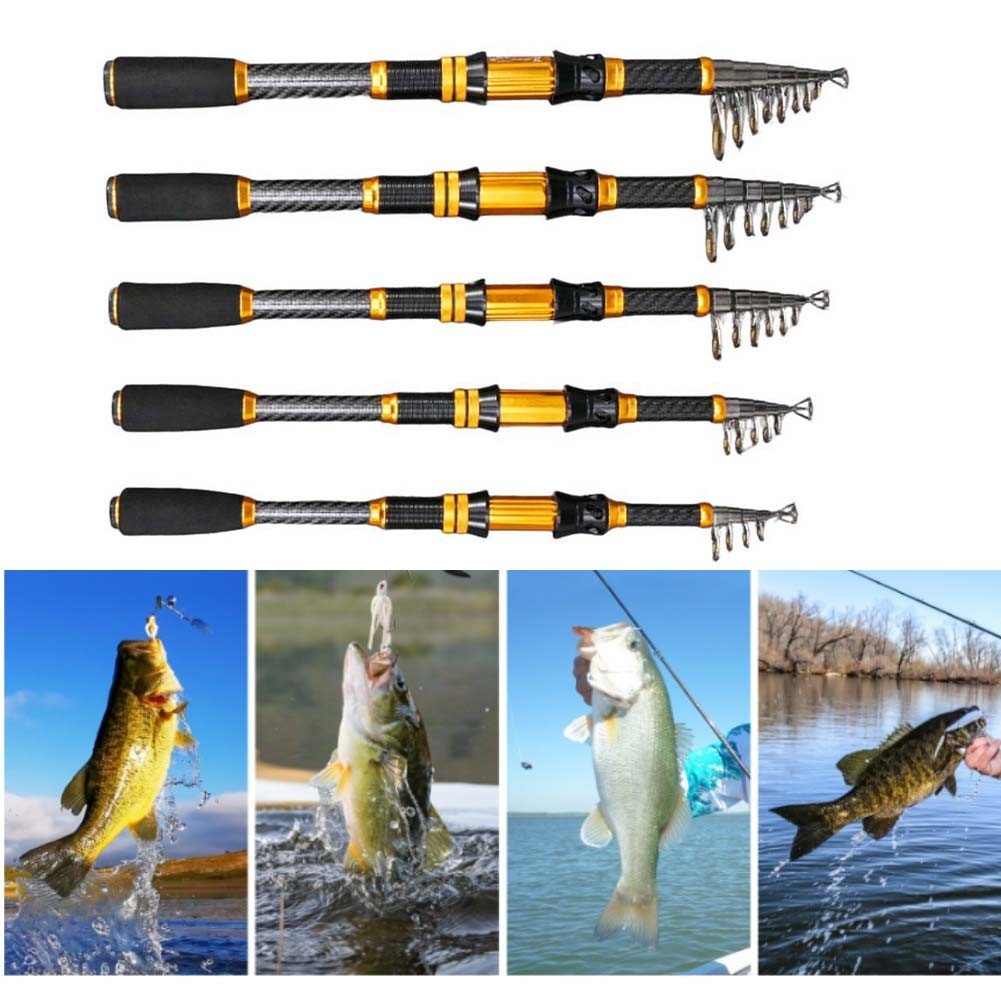 Black Gold Carbon Fiber Spinnings Fishing Rod Short Section with EVA Grip