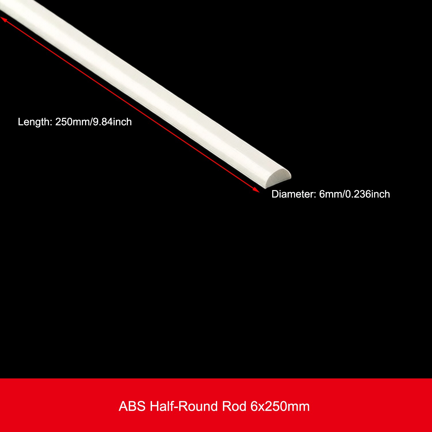 10x 250mm Long Half Round ABS Plastic Rods for DIY Model Making Sand Table