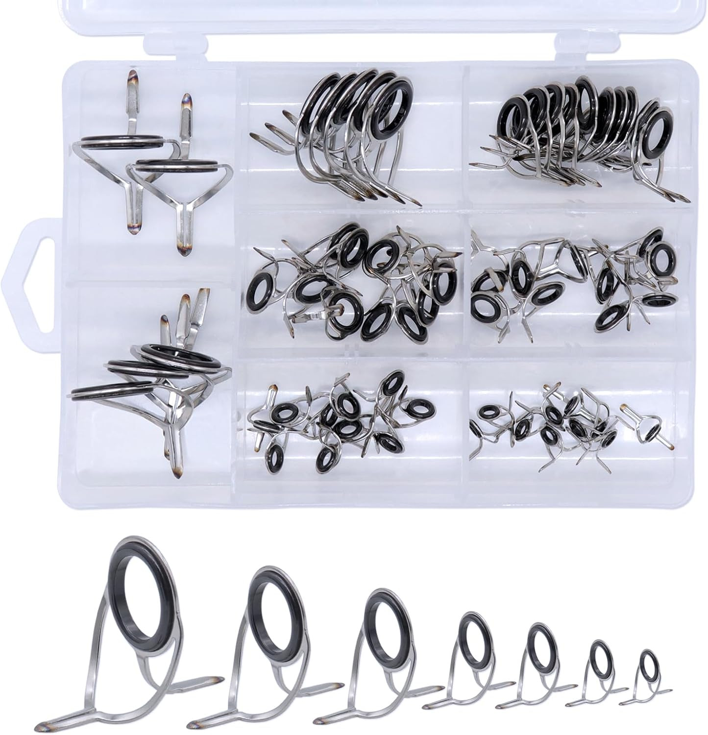 60PCS Fishing Rod Guide Tip Repair Kit – Stainless Steel & Ceramic Ring Set