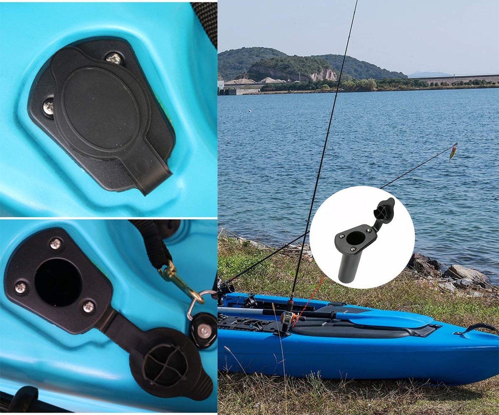Kayak Fishing Rod Holder,Kayak Deck Flush Mount Rod Holder Fishing Boat Rod H…