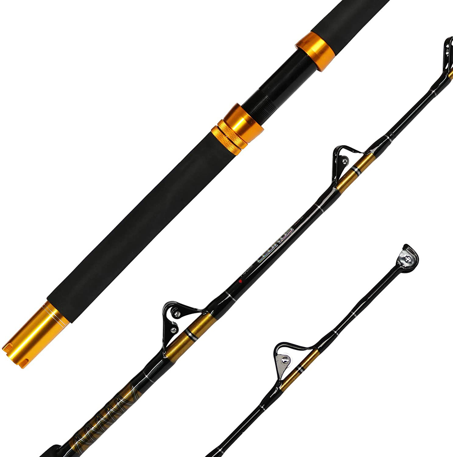 Fiblink 1-Piece/2-Piece Saltwater Offshore Heavy Trolling Rod Big Game Roller Ro