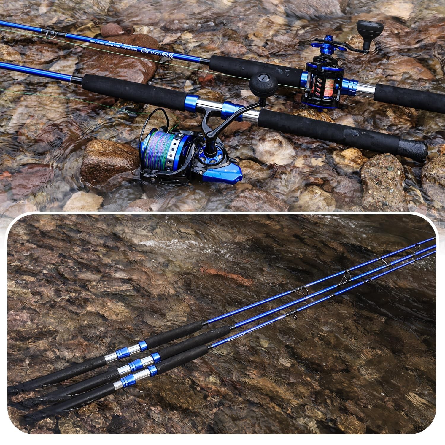 Sougayilang Catfish Fishing Rod, 2 Piece Catfishing Fishing Pole Portable Tra…