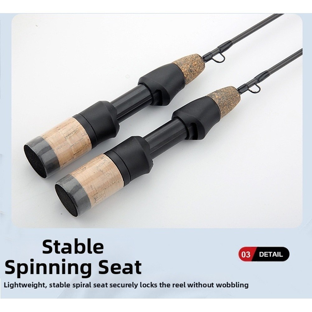 60CM Carbon Fiber Ice Fishing Rod Shrimp Pole with Soft and Hard Dual Tips
