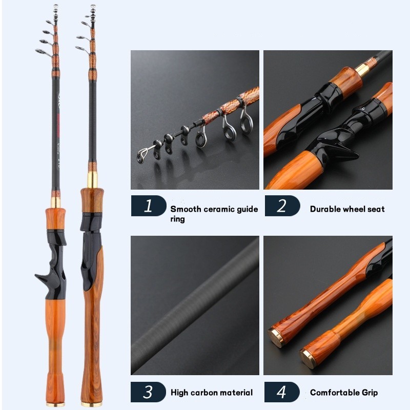 Telescopic Fishing Rods Carbon Fiber Ultra-Light Fast Rod Casting Spinning Pole