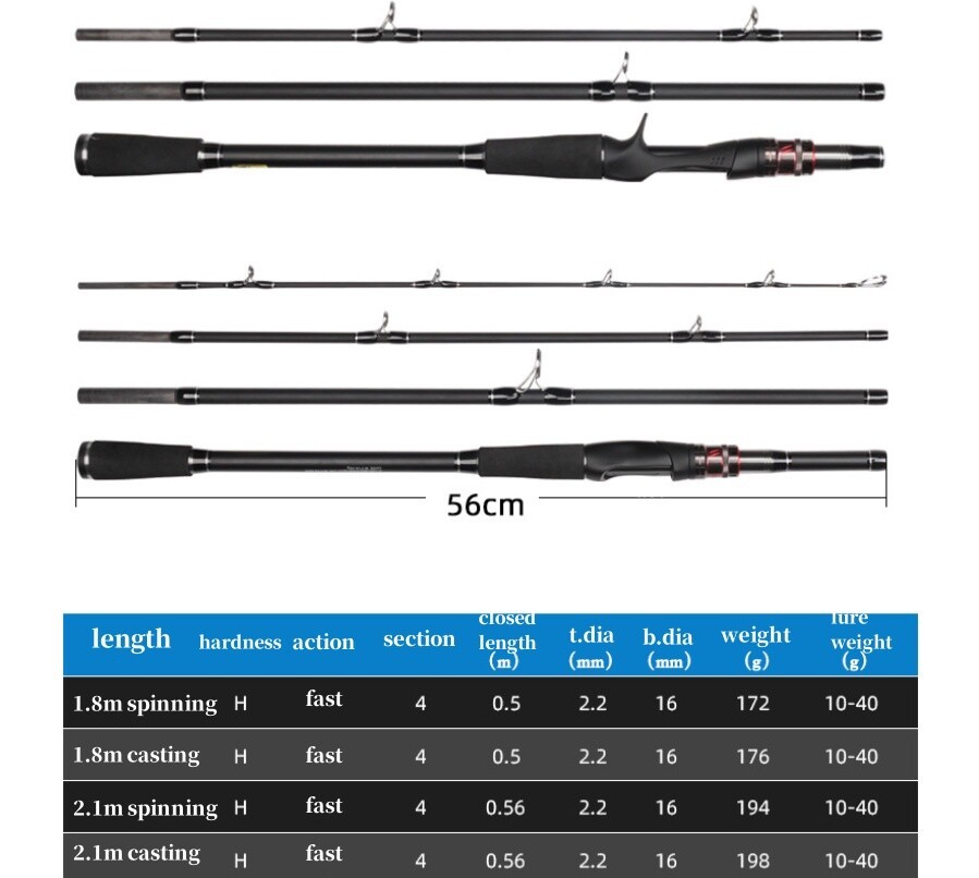 Fishing Rods Casting Spinning Rod Ultra-Light Carbon Fiber Trout 4 Section Poles
