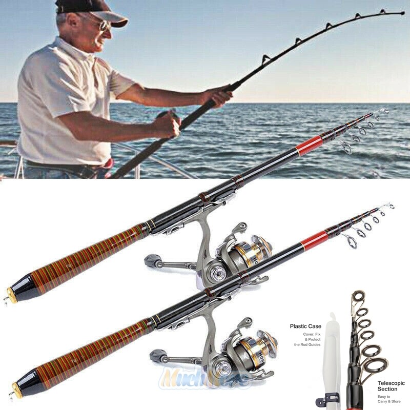 2X Strong Carbon Fiber Telescopic Fishing Rod Sea Travel Spinning Pole 6.9’/2.1M