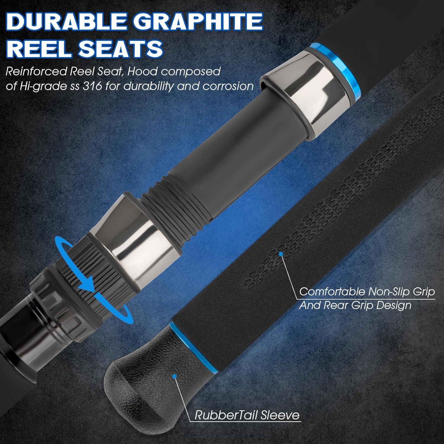 4 Piece/5 Piece Saltwater Travel Rod, Heavy Spinning Fishing Rod Portable Travel