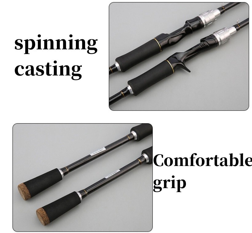 1.65M/1.8M Carbon Fiber Fishing Rod Spinning Casting Fishing Rod Pole 2 Sections