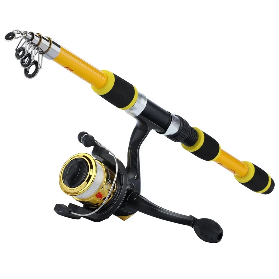 Sougayilang Mini Fishing Rod Durable Glass Fiber Portable Travel Spinning Pole