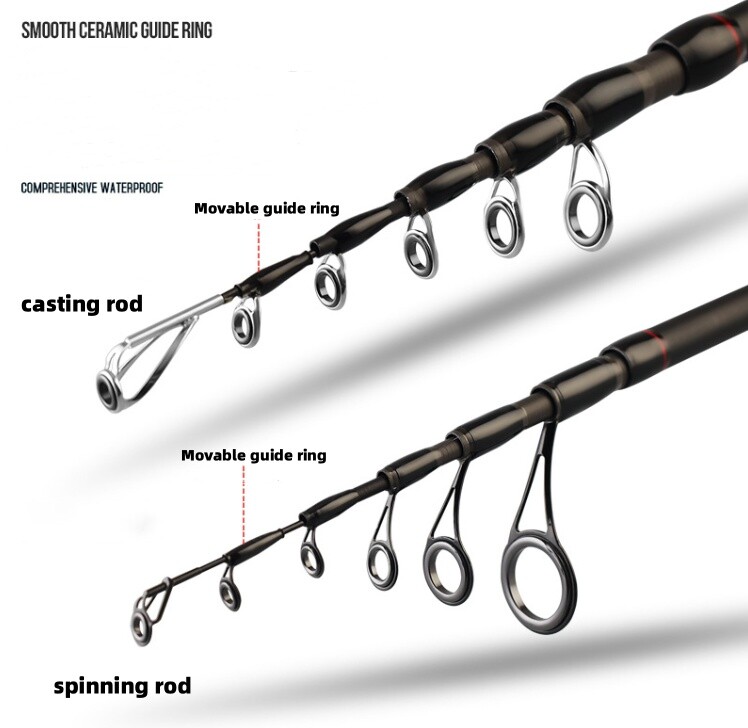 Carbon Casting Telescopic Fishing Rods 1.98m-2.7m Portable Poles Travel Spinning