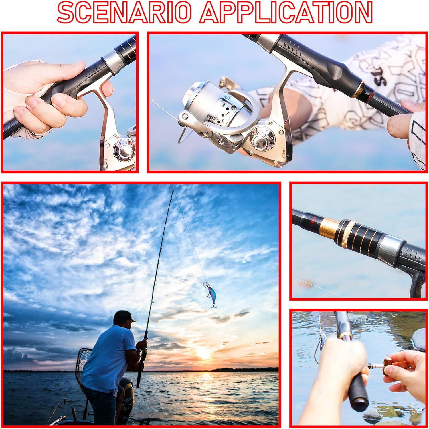 Telescopic Fishing Rod Combo – 2PCS 6.9 7.89FT Collapsible Carbon Fiber Pole Set