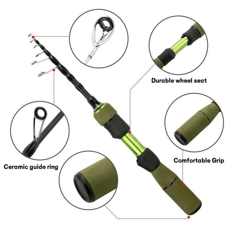 Telescopic Fishing Rod High Sensitivity Spinning Rod 1.5M-1.8M Carbon Fiber Rod