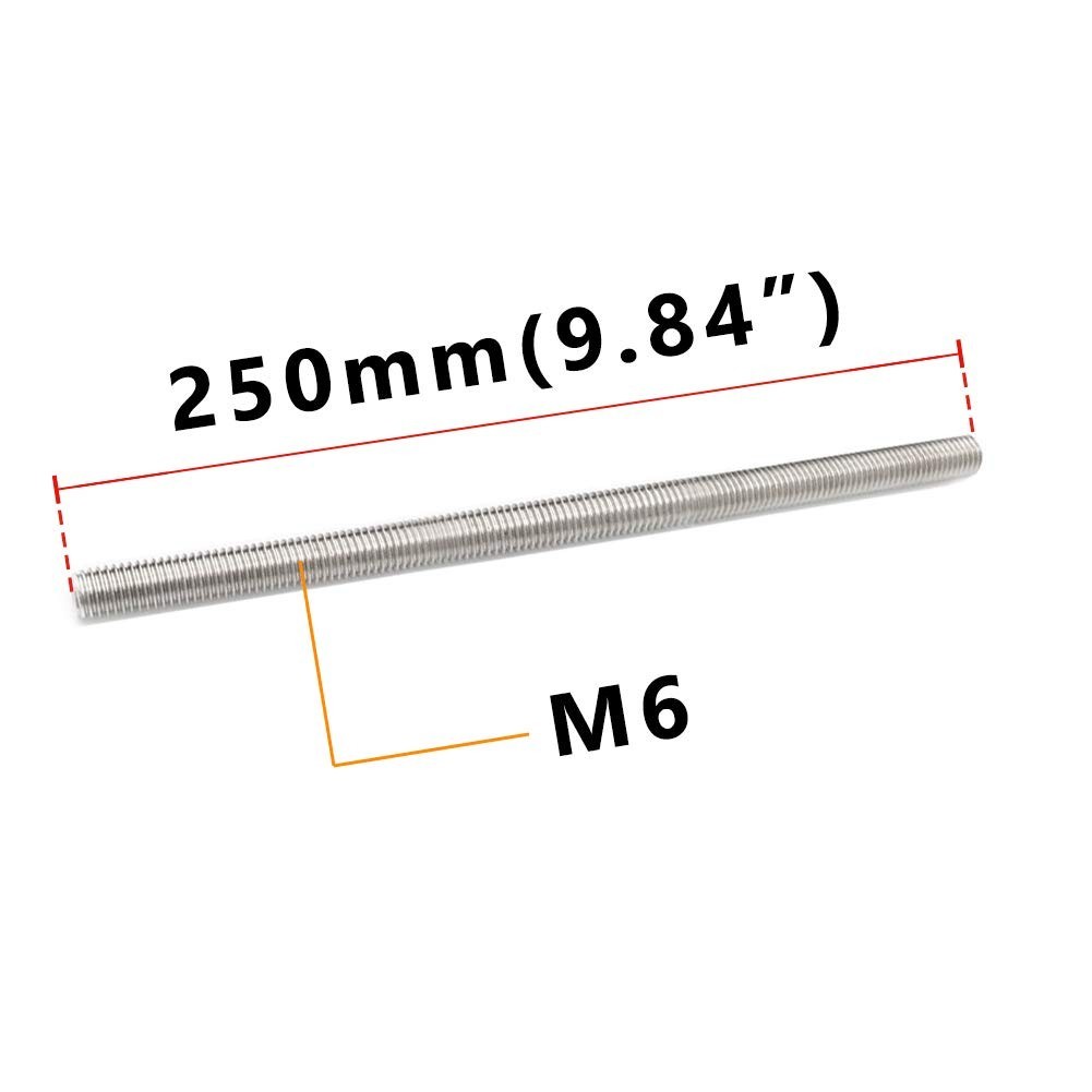 Versatile 250mm Stainless Steel M6-1.0 Fully Threaded Screw Rods – 2 Pieces