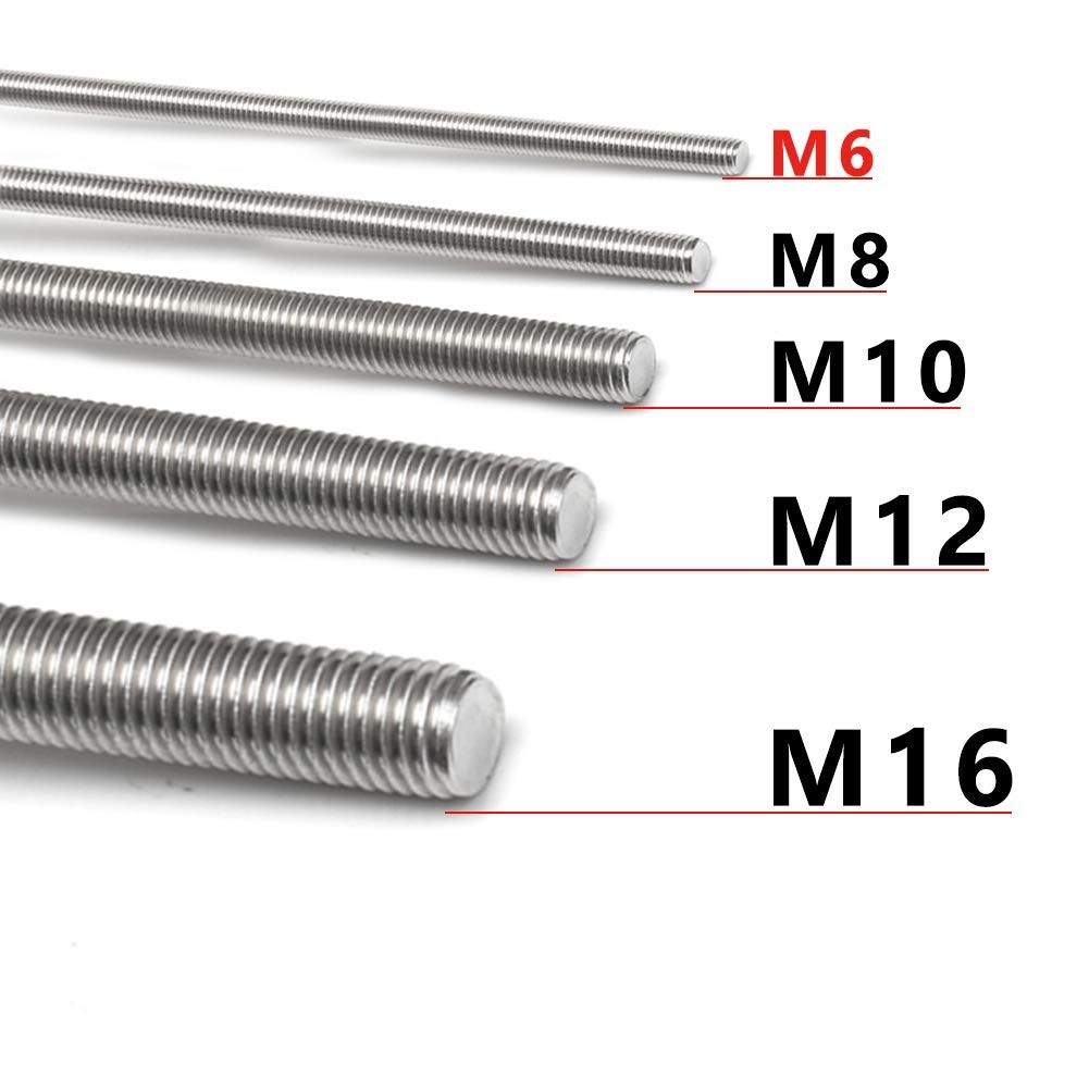 Versatile 250mm Stainless Steel M6-1.0 Fully Threaded Screw Rods – 2 Pieces