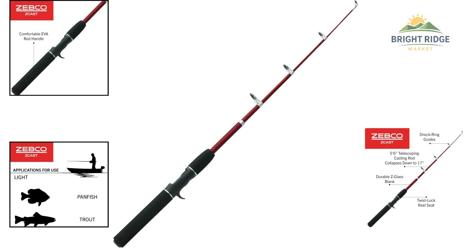 Fast Action Casting Rod for Trout Fishing with Lightweight Fiberglass Material