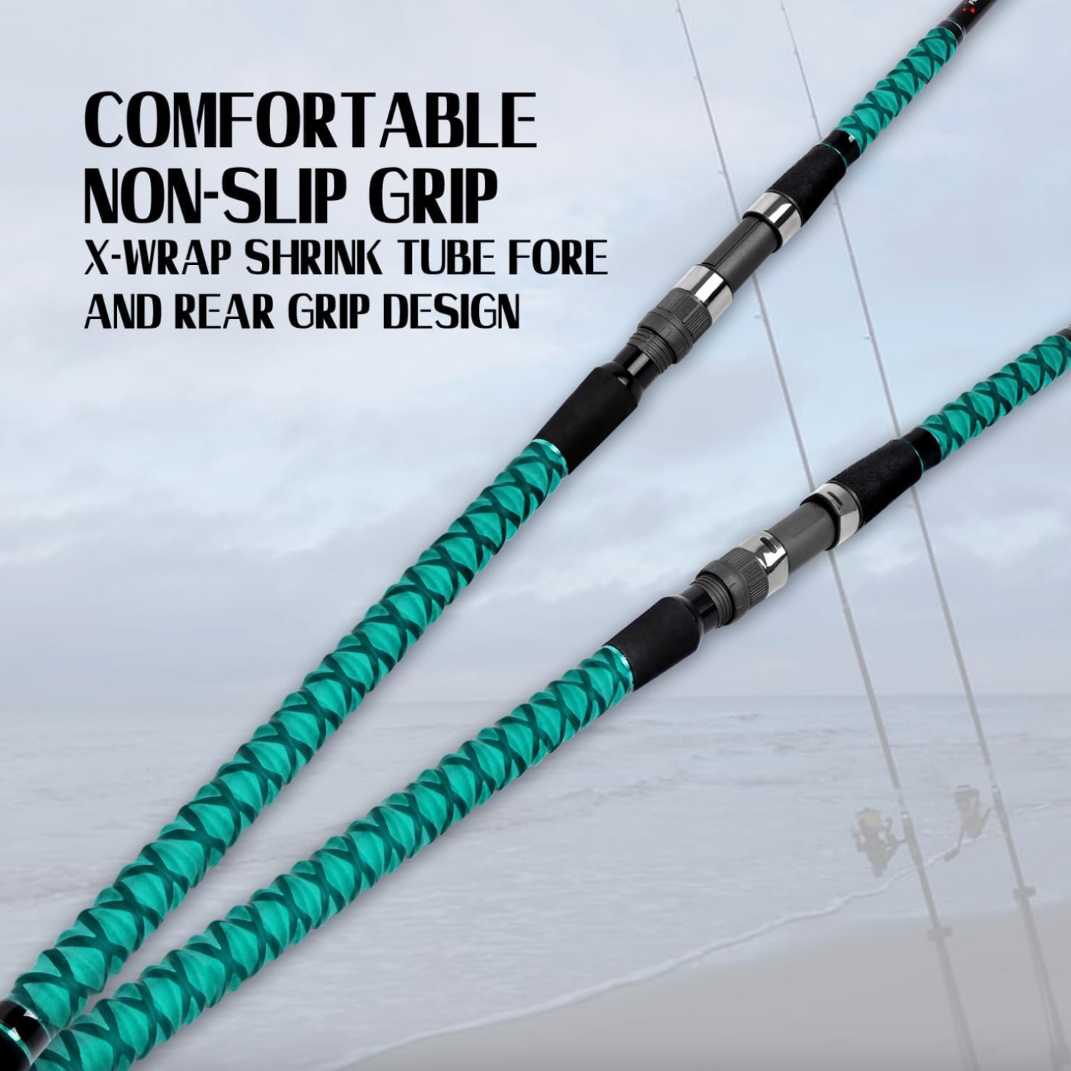 Fiblink 9FT Carbon Fiber Travel Surf Fishing Rod 4-Piece Spinning Saltwater