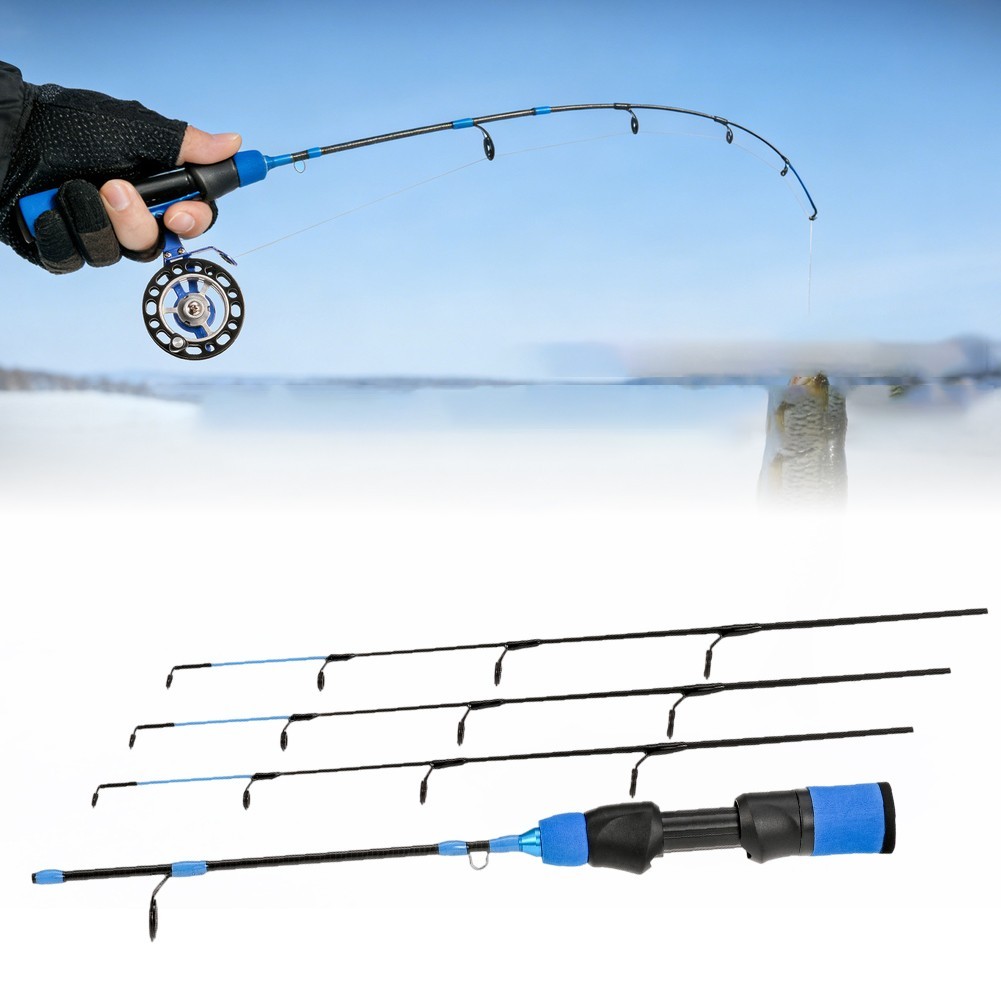 Short Carbon Ice Fishing Rod 57cm Soft Tuning 3 Tip Sections For Small Fish