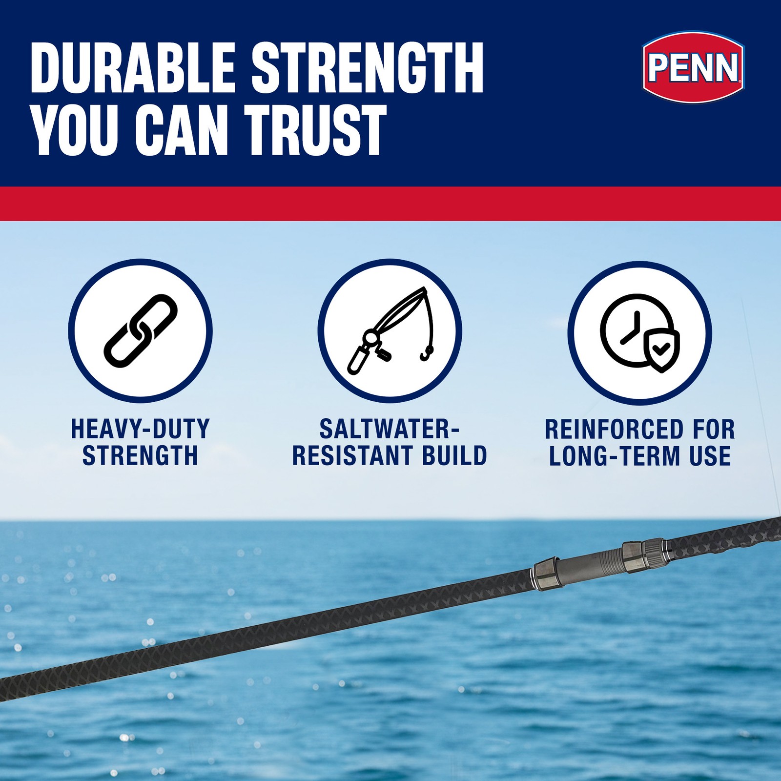 PENN Carnage III Conventional Surf Rod, 10′ Fishing Pole, Medium Power